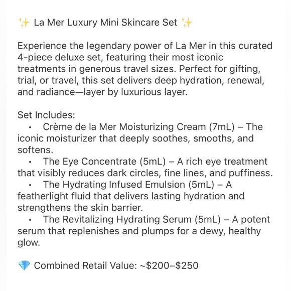 New In Box La Mer Skin Care Travel Set - Picture 6 of 6